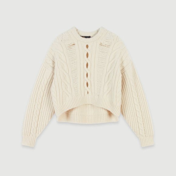 Maje Martina cable-knit wool-blend sweater - Picture 4 of 6